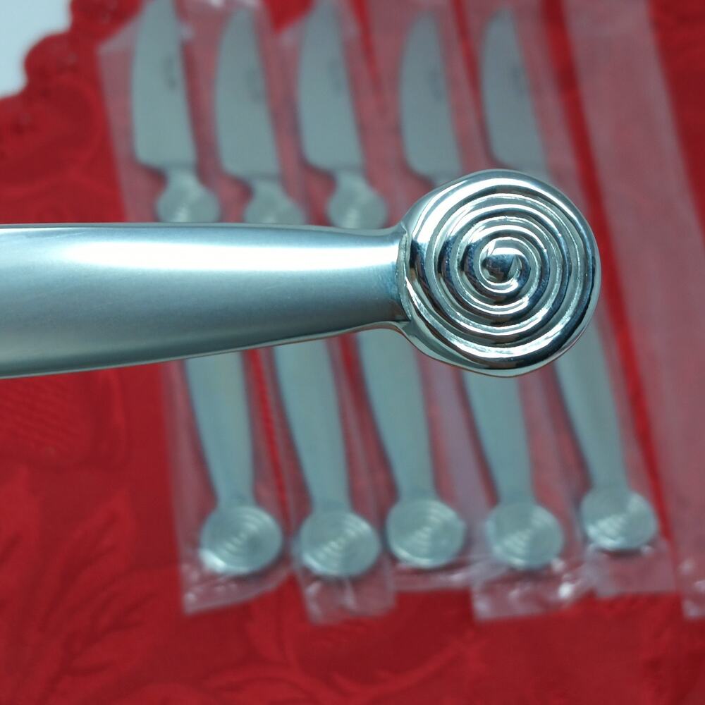 6X BK Corby Hall Miami Butter Knives 18/10 Stainless Spiral Flatware New